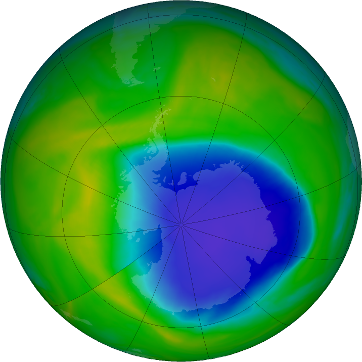 Antarctic ozone map for 24 November 2023